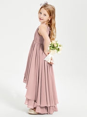 Asymmetrical Chiffon Junior Bridesmaid Dresses Dusty Rose