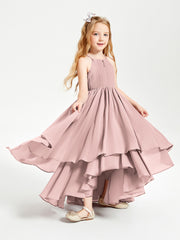 Asymmetrical Chiffon Junior Bridesmaid Dresses Dusty Rose