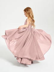 Asymmetrical Chiffon Junior Bridesmaid Dresses Dusty Rose