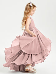 Asymmetrical Chiffon Junior Bridesmaid Dresses Dusty Rose