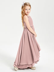 Asymmetrical Chiffon Junior Bridesmaid Dresses Dusty Rose