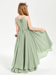 Asymmetrical Chiffon Junior Bridesmaid Dresses Dusty Sage