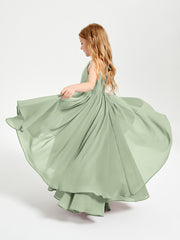 Asymmetrical Chiffon Junior Bridesmaid Dresses Dusty Sage