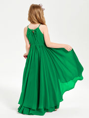 Asymmetrical Chiffon Junior Bridesmaid Dresses Emerald