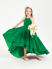 Asymmetrical Chiffon Junior Bridesmaid Dresses Emerald