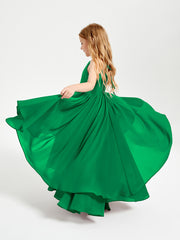 Asymmetrical Chiffon Junior Bridesmaid Dresses Emerald