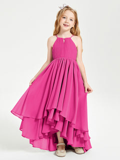 Asymmetrical Chiffon Junior Bridesmaid Dresses Fuchsia