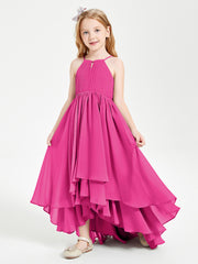 Asymmetrical Chiffon Junior Bridesmaid Dresses Fuchsia