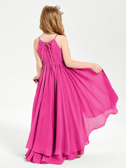 Asymmetrical Chiffon Junior Bridesmaid Dresses Fuchsia