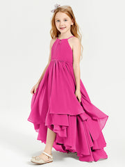 Asymmetrical Chiffon Junior Bridesmaid Dresses Fuchsia