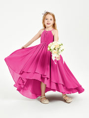 Asymmetrical Chiffon Junior Bridesmaid Dresses Fuchsia
