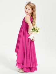 Asymmetrical Chiffon Junior Bridesmaid Dresses Fuchsia