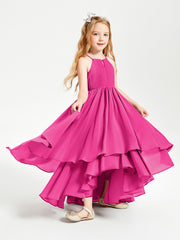 Asymmetrical Chiffon Junior Bridesmaid Dresses Fuchsia