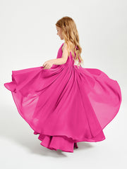 Asymmetrical Chiffon Junior Bridesmaid Dresses Fuchsia