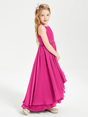 Asymmetrical Chiffon Junior Bridesmaid Dresses Fuchsia