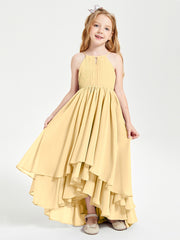 Asymmetrical Chiffon Junior Bridesmaid Dresses Gold