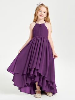 Asymmetrical Chiffon Junior Bridesmaid Dresses Grape