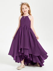 Asymmetrical Chiffon Junior Bridesmaid Dresses Grape