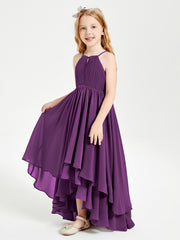 Asymmetrical Chiffon Junior Bridesmaid Dresses Grape