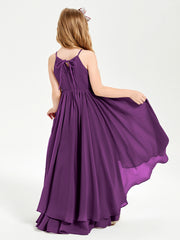 Asymmetrical Chiffon Junior Bridesmaid Dresses Grape