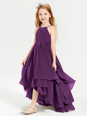 Asymmetrical Chiffon Junior Bridesmaid Dresses Grape