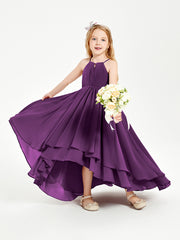 Asymmetrical Chiffon Junior Bridesmaid Dresses Grape