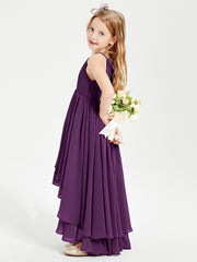 Asymmetrical Chiffon Junior Bridesmaid Dresses Grape