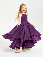 Asymmetrical Chiffon Junior Bridesmaid Dresses Grape