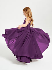 Asymmetrical Chiffon Junior Bridesmaid Dresses Grape