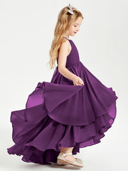 Asymmetrical Chiffon Junior Bridesmaid Dresses Grape