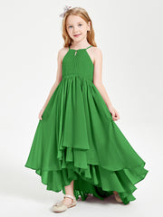Asymmetrical Chiffon Junior Bridesmaid Dresses Green