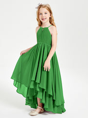 Asymmetrical Chiffon Junior Bridesmaid Dresses Green