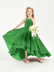 Asymmetrical Chiffon Junior Bridesmaid Dresses Green