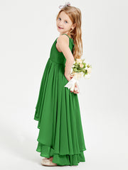 Asymmetrical Chiffon Junior Bridesmaid Dresses Green