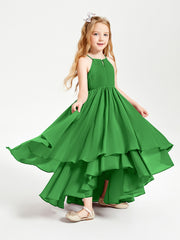 Asymmetrical Chiffon Junior Bridesmaid Dresses Green