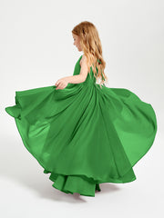 Asymmetrical Chiffon Junior Bridesmaid Dresses Green