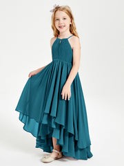 Asymmetrical Chiffon Junior Bridesmaid Dresses Ink Blue