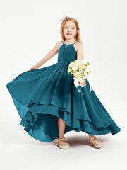 Asymmetrical Chiffon Junior Bridesmaid Dresses Ink Blue