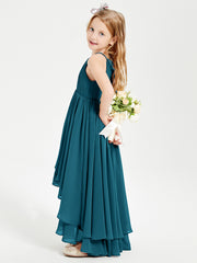 Asymmetrical Chiffon Junior Bridesmaid Dresses Ink Blue