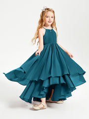 Asymmetrical Chiffon Junior Bridesmaid Dresses Ink Blue
