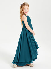 Asymmetrical Chiffon Junior Bridesmaid Dresses Ink Blue