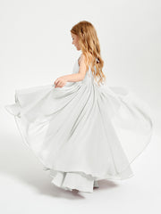 Asymmetrical Chiffon Junior Bridesmaid Dresses Ivory