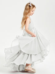Asymmetrical Chiffon Junior Bridesmaid Dresses Ivory