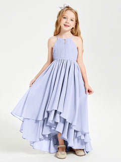 Asymmetrical Chiffon Junior Bridesmaid Dresses Lavender