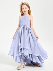 Asymmetrical Chiffon Junior Bridesmaid Dresses Lavender