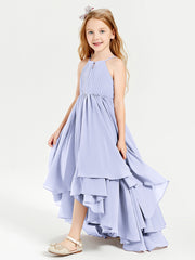 Asymmetrical Chiffon Junior Bridesmaid Dresses Lavender
