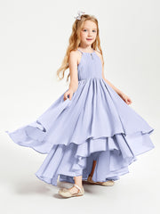 Asymmetrical Chiffon Junior Bridesmaid Dresses Lavender