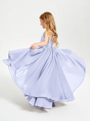 Asymmetrical Chiffon Junior Bridesmaid Dresses Lavender