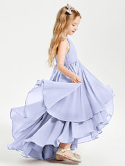 Asymmetrical Chiffon Junior Bridesmaid Dresses Lavender