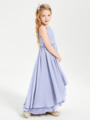 Asymmetrical Chiffon Junior Bridesmaid Dresses Lavender